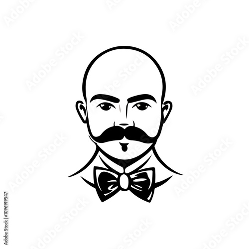 bald man character logo icon design cartoon