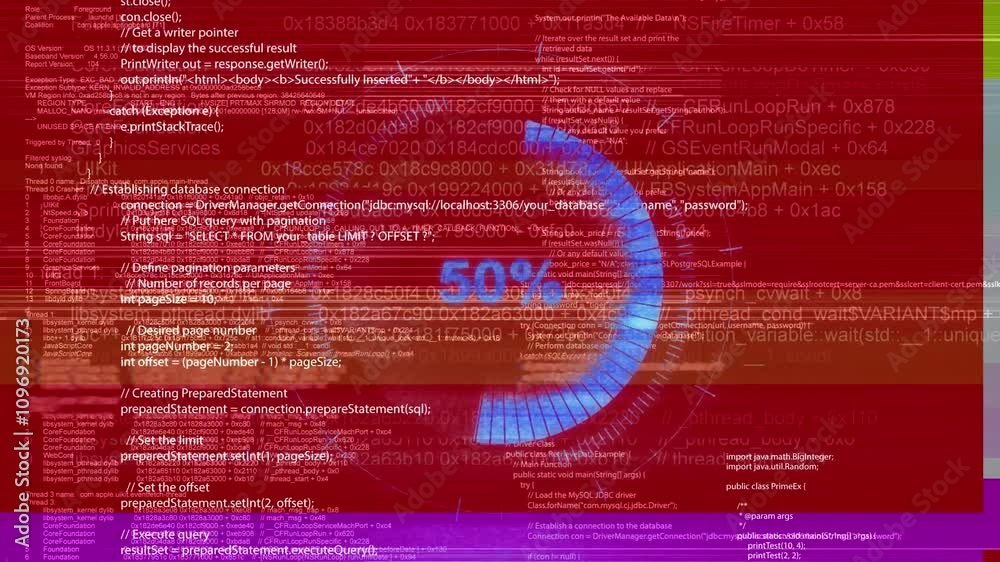 Computer code on digital screen glitches error VHS damage. Overlay design element. hacking malware attack threat on computer system concept. warning message, hacking in progress. fatal error glitch