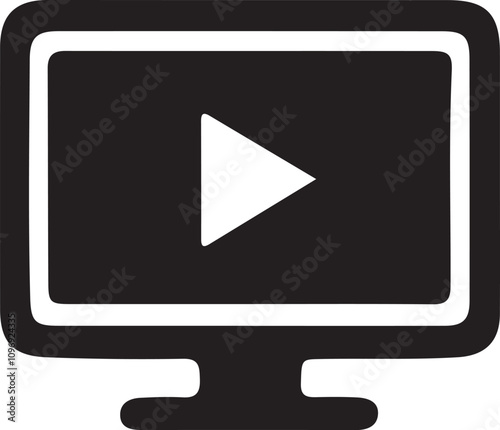 Computer Screen with play Button