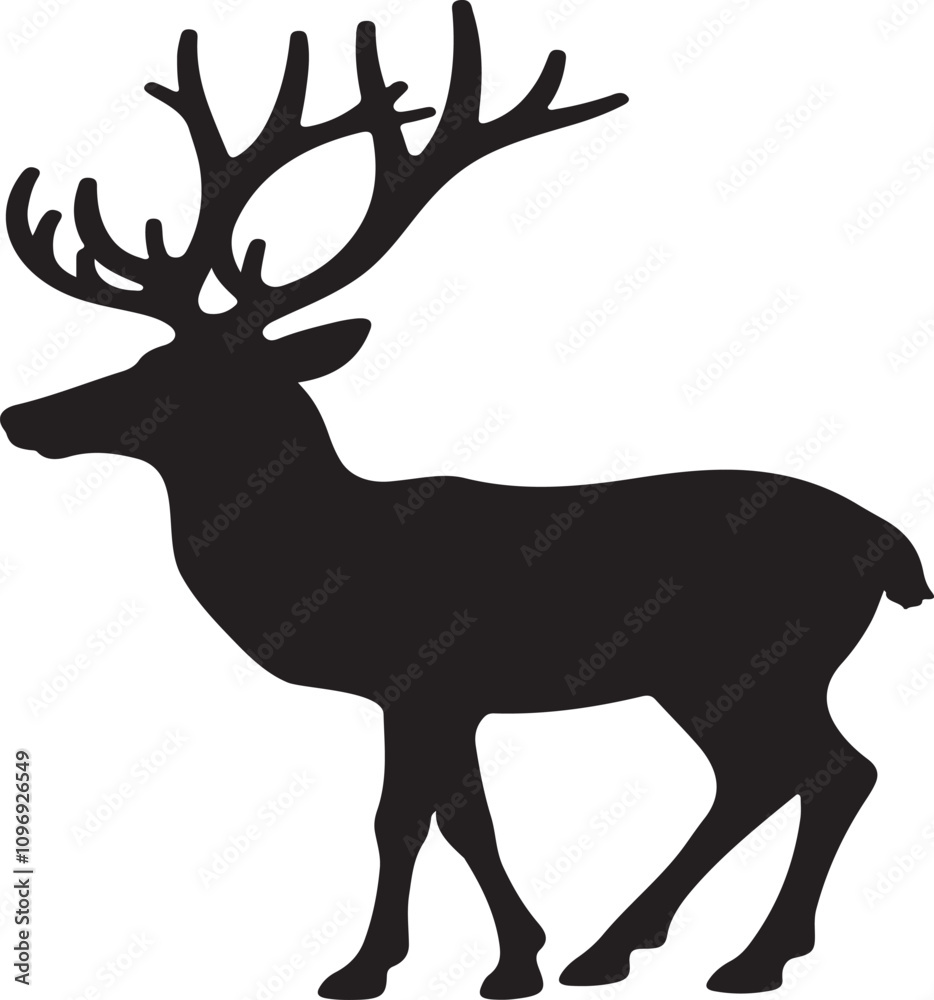 A Santa's reindeer silhouette vector style A Santa's reindeer silhouette vector style