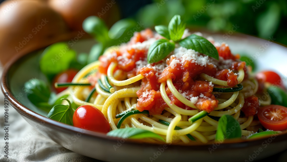 Zucchini Noodles with Marinara and Fresh Basil Zucchini Noodles with Marinara and Fresh Basil