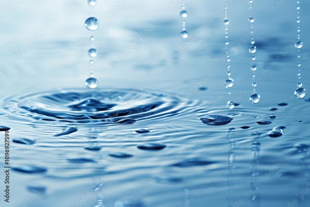 Raindrops falling on water surface nature scene close-up photography tranquil environment serene viewpoint water concept