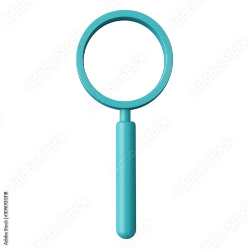 A simple, stylized magnifying glass in turquoise color, symbolizing search, discovery, and curiosity.