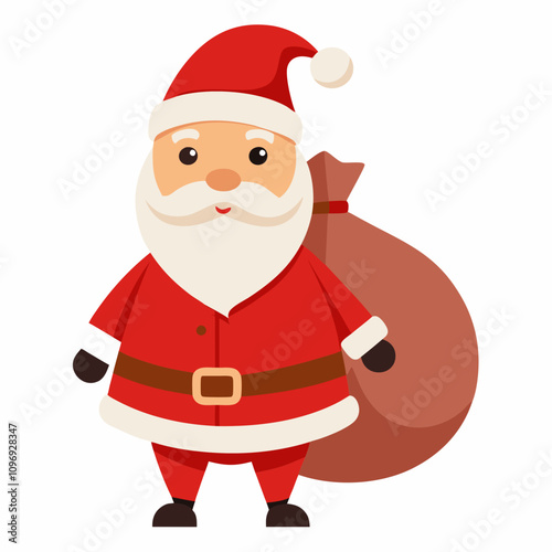 Santa claus with a sack in the garden vector illustration