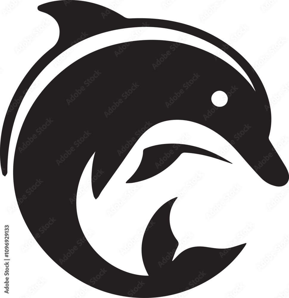 Dolphin Silhouette Vector Illustration White Background Dolphin Silhouette Vector Illustration White Background