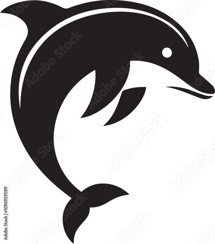 Dolphin Silhouette Vector Illustration White Background