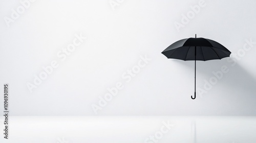 Wallpaper Mural Black umbrella hanging on minimalist white background Torontodigital.ca