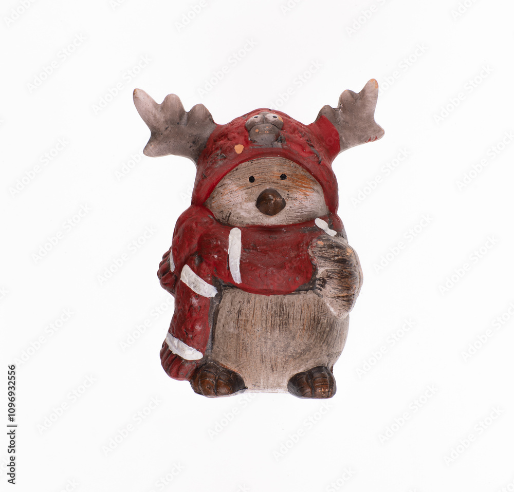 Naklejka premium toy figurine ceramic Santa Claus isolated on white background