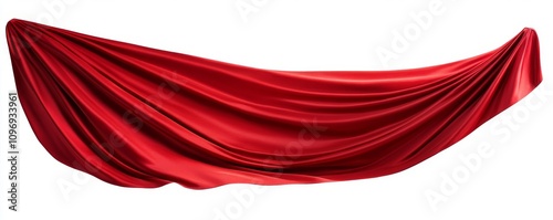 Smooth red fabric draped elegantly, creating luxurious appearance