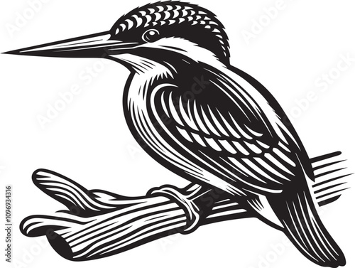 kingfisher vector illustration silhouette with white background photo