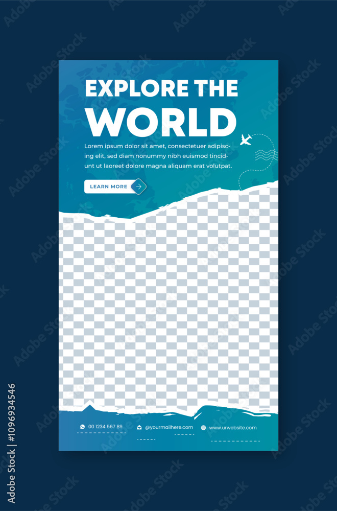 Fototapeta premium Travel vacation Instagram post story design 