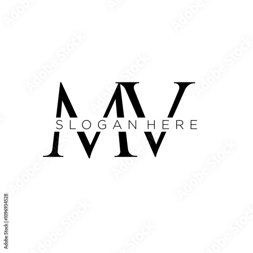 MV initial monogram logo with bussines style dsign