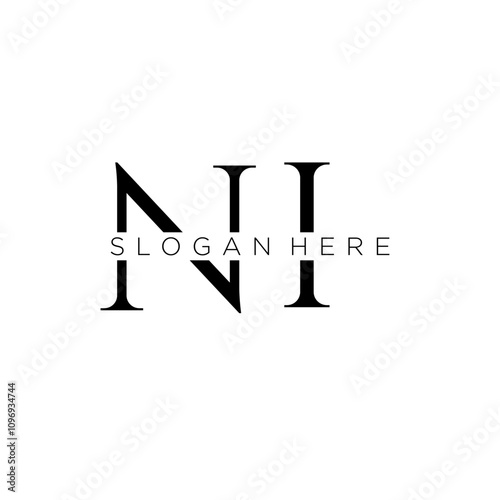 NI initial monogram logo with bussines style dsign