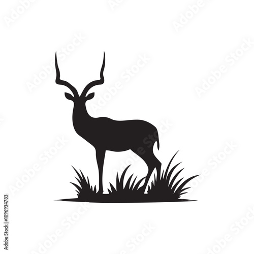 antelope black silhouette vector with white background.