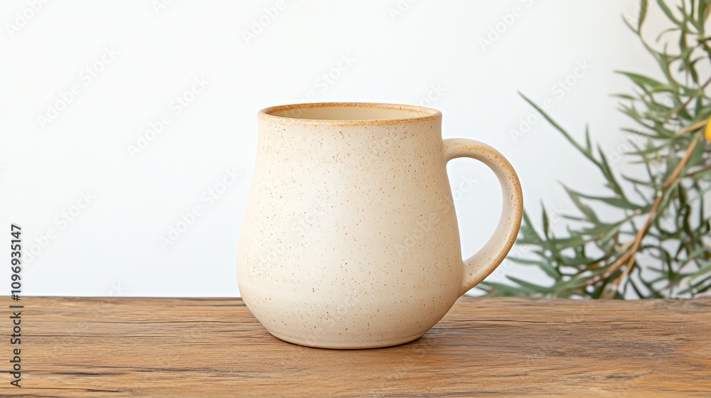 Masterfully handcrafted ceramic mug with a speckled glaze, organic shape, and a cozy artisan vibe, set on a rustic wooden table Masterfully handcrafted ceramic mug with a speckled glaze, organic shape, and a cozy artisan vibe, set on a rustic wooden table