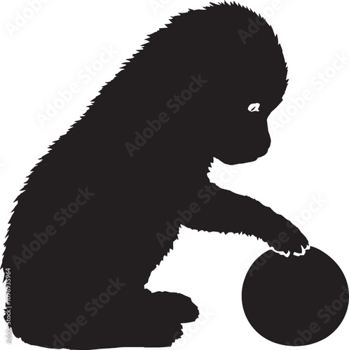 silhouette, Puppy Playing with a Ball,