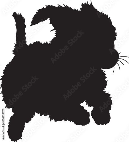 silhouette, Puppy Playing with a Ball,
