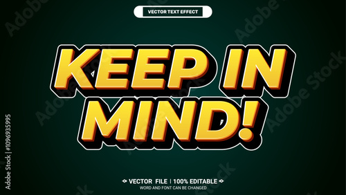 Keep in mind message type 3d editable vector text effect 