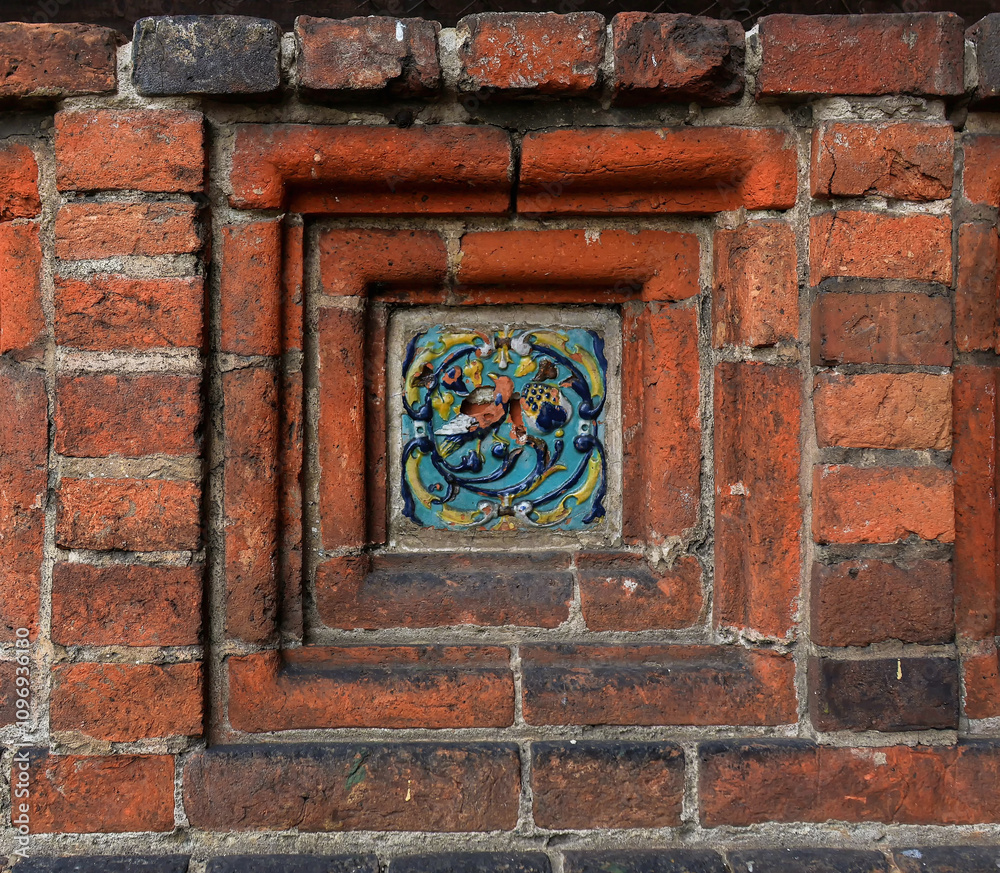 Old decorative glazed ceramic picture ceramic ornament. Old decorative glazed ceramic picture ceramic ornament.