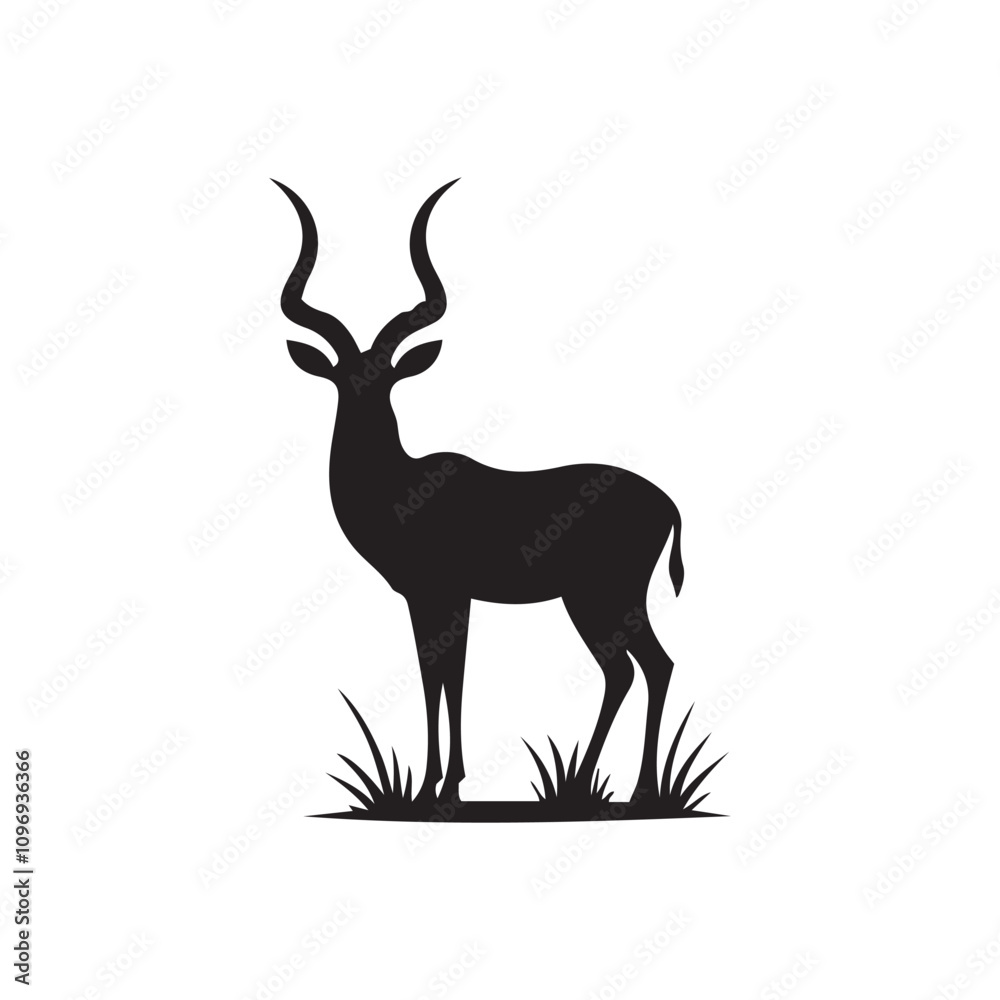 Obraz premium antelope black silhouette vector with white background.