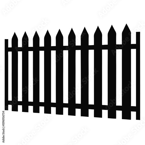 minimalist vector silhouette of a picket fence