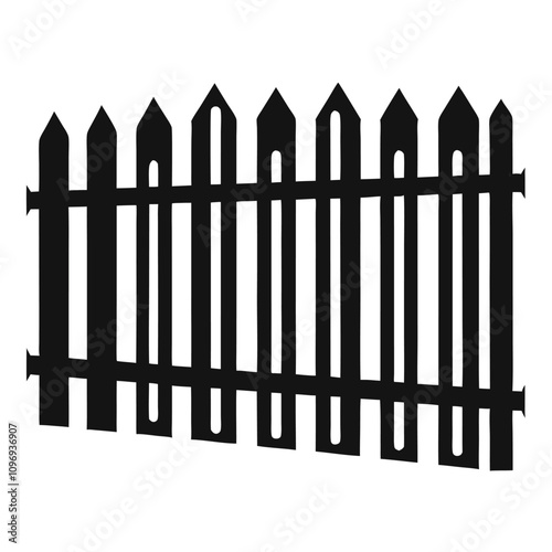 minimalist vector silhouette of a picket fence