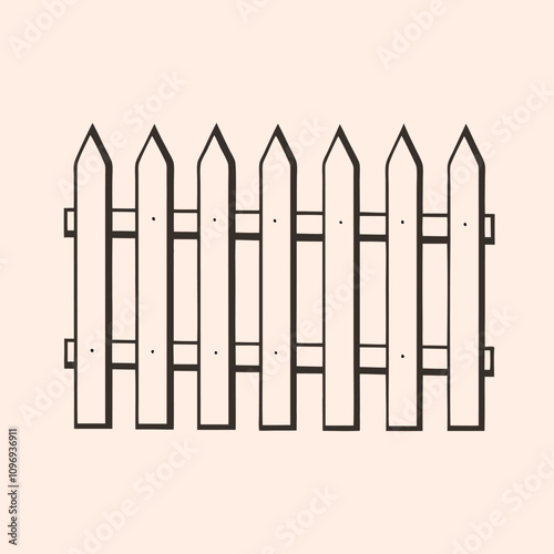 minimalist vector silhouette of a picket fence