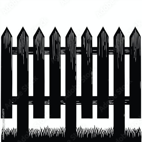 minimalist vector silhouette of a picket fence