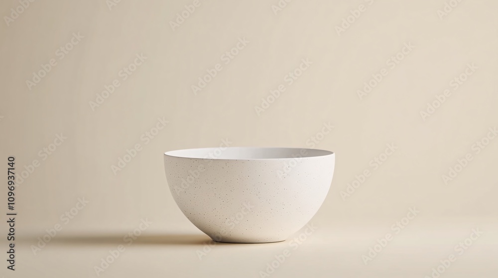 Minimalist White Bowl on Beige Background Minimalist White Bowl on Beige Background