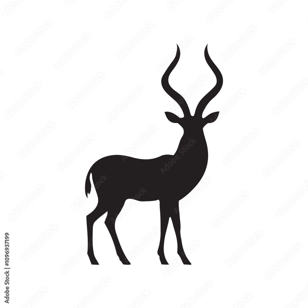 Obraz premium antelope black silhouette vector with white background.