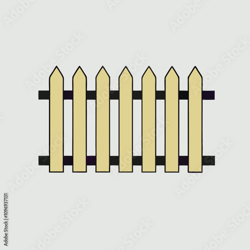 minimalist vector silhouette of a picket fence