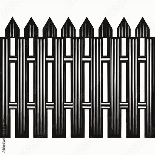 minimalist vector silhouette of a picket fence
