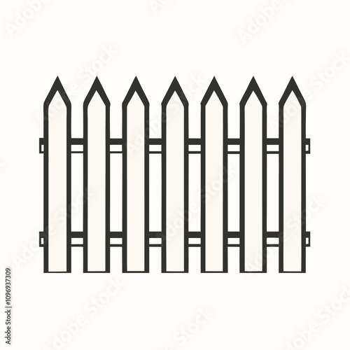 minimalist vector silhouette of a picket fence