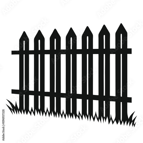 minimalist vector silhouette of a picket fence