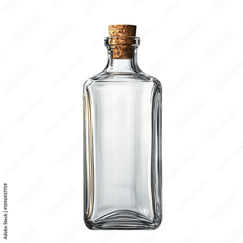 Clear glass bottle with cork stopper, perfect for storage Clear glass bottle with cork stopper, perfect for storage