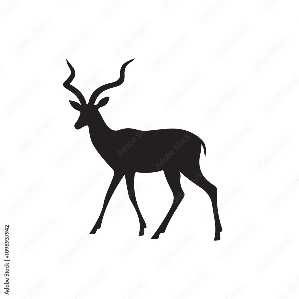Obraz premium antelope black silhouette vector with white background.