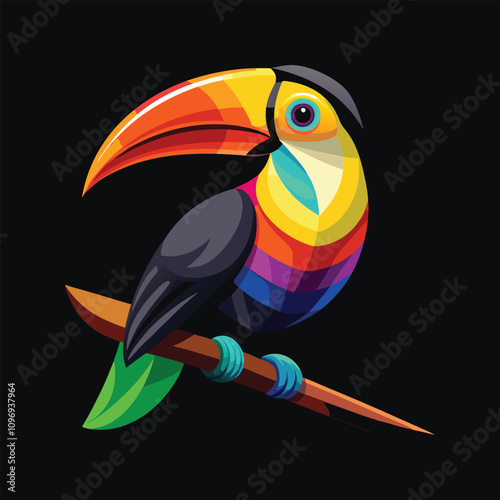 A colorful toucan bird on a branch vector illustration 