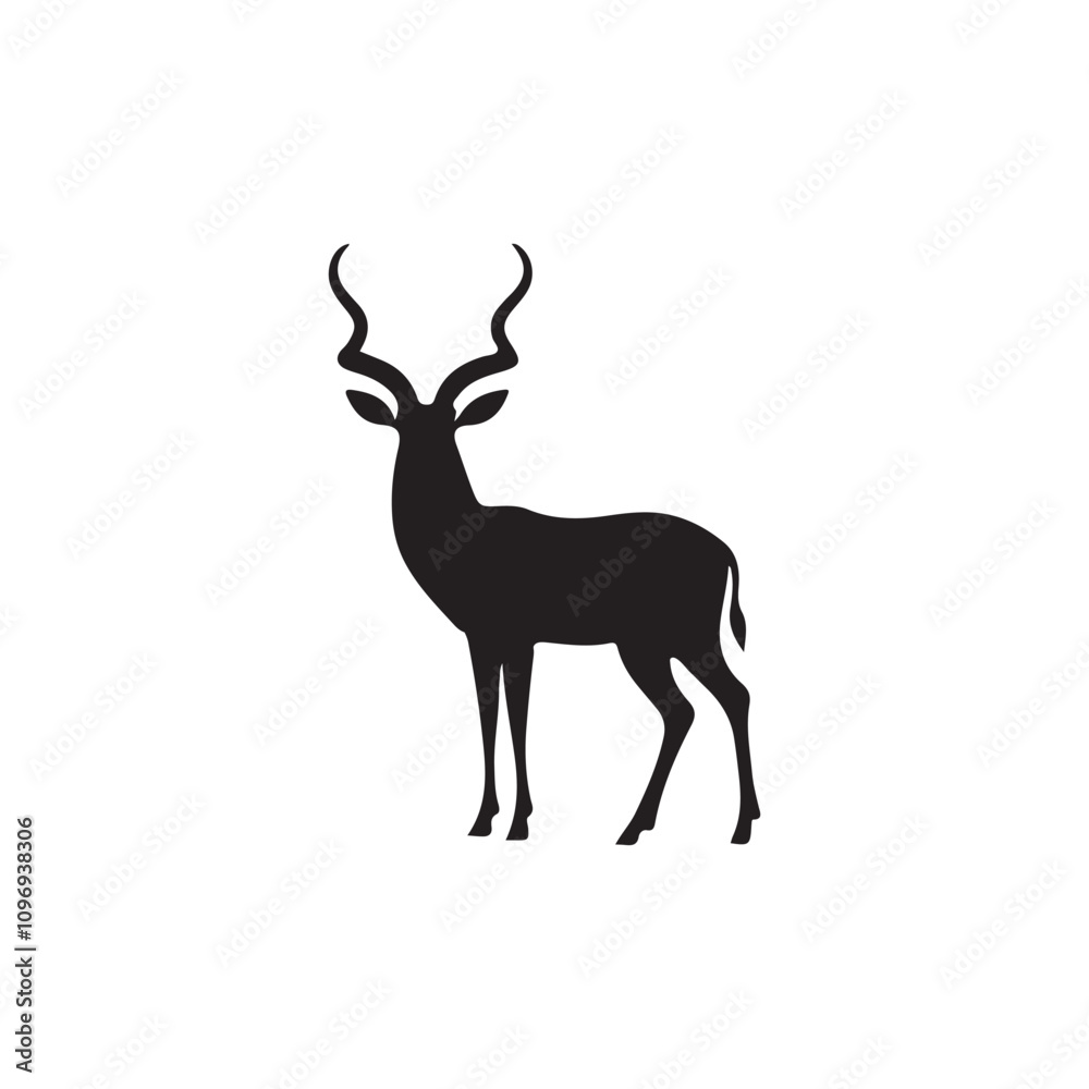 Obraz premium antelope black silhouette vector with white background.