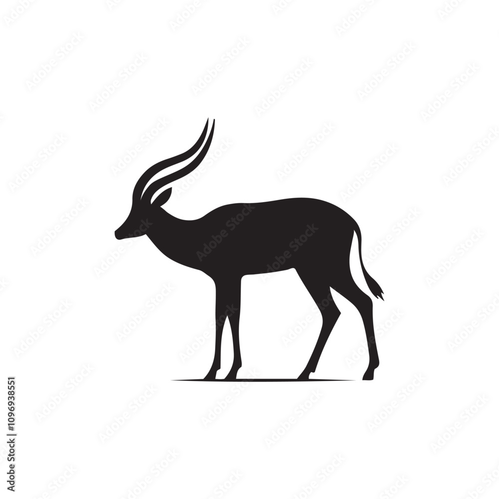 antelope black silhouette vector with white background. antelope black silhouette vector with white background.