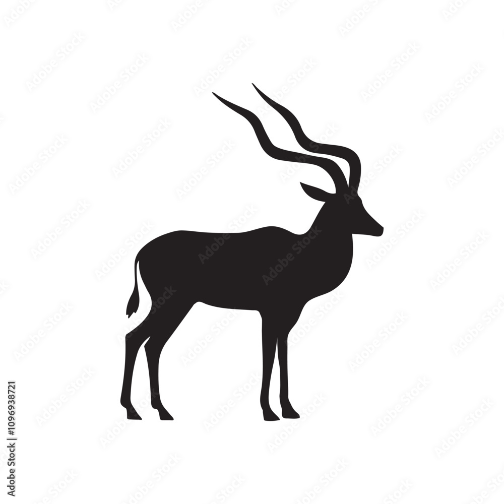 Fototapeta premium antelope black silhouette vector with white background.