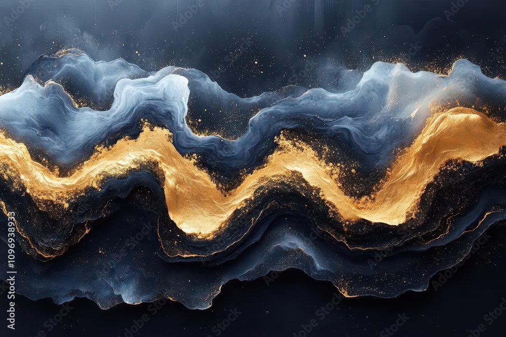 abstract black and gold ink art showcasing fluid shapes and waves. the modern, dark artwork presents a luxurious feel, making it a captivating focal point for any space abstract black and gold ink art showcasing fluid shapes and waves. the modern, dark artwork presents a luxurious feel, making it a captivating focal point for any space