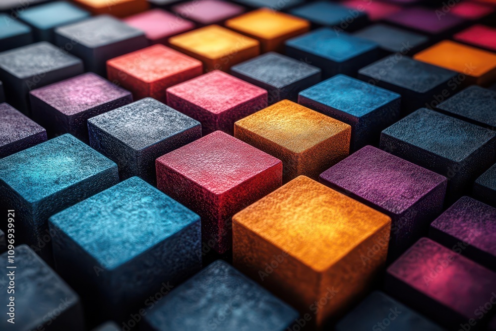 abstract geometric blocks in various colors on a black background, 3d rendering showcasing depth and dimension, visually striking composition highlighting modern design aesthetics abstract geometric blocks in various colors on a black background, 3d rendering showcasing depth and dimension, visually striking composition highlighting modern design aesthetics