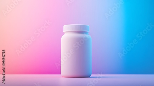 White jar on vibrant gradient pink and blue background