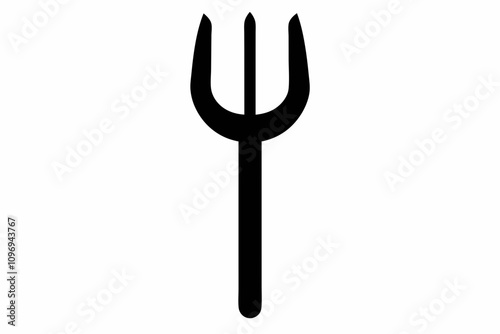 Pitchfork silhouette, Pitchfork icon vector, Devil pitchfork silhouette