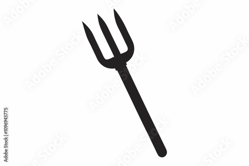 Pitchfork silhouette, Pitchfork icon vector, Devil pitchfork silhouette