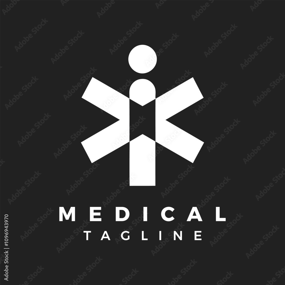 Minimalist flat medical logo design, Geometric shapes hospital doctor symbol graphic Minimalist flat medical logo design, Geometric shapes hospital doctor symbol graphic