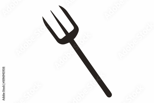 Pitchfork silhouette, Pitchfork icon vector, Devil pitchfork silhouette