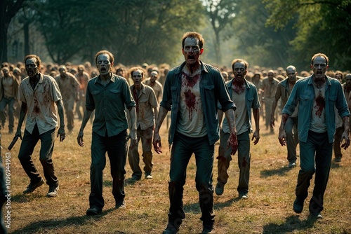 Zombie Swarm in a Chilling Apocalypse Landscape