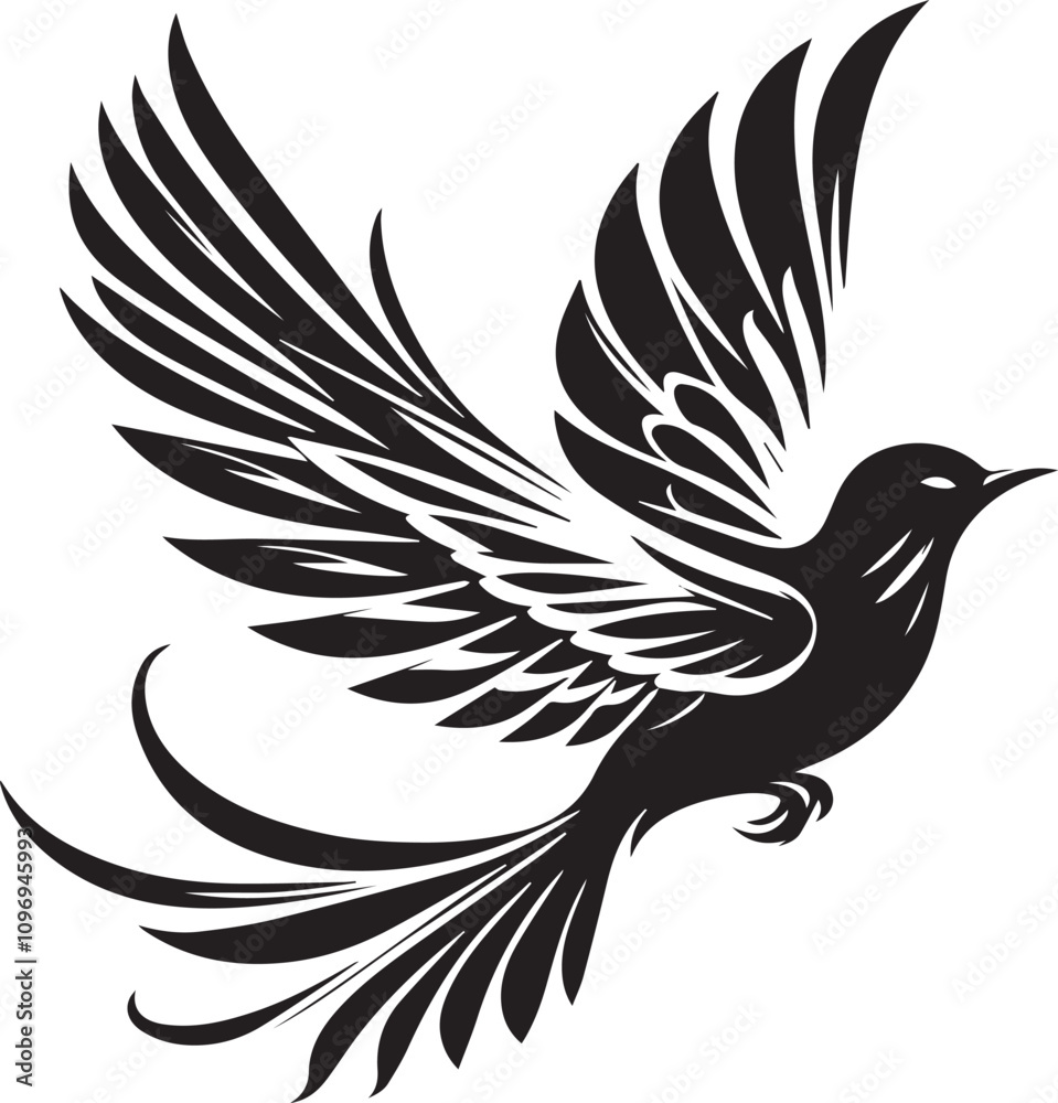 Fototapeta premium flying bird icon silhouette with white back ground