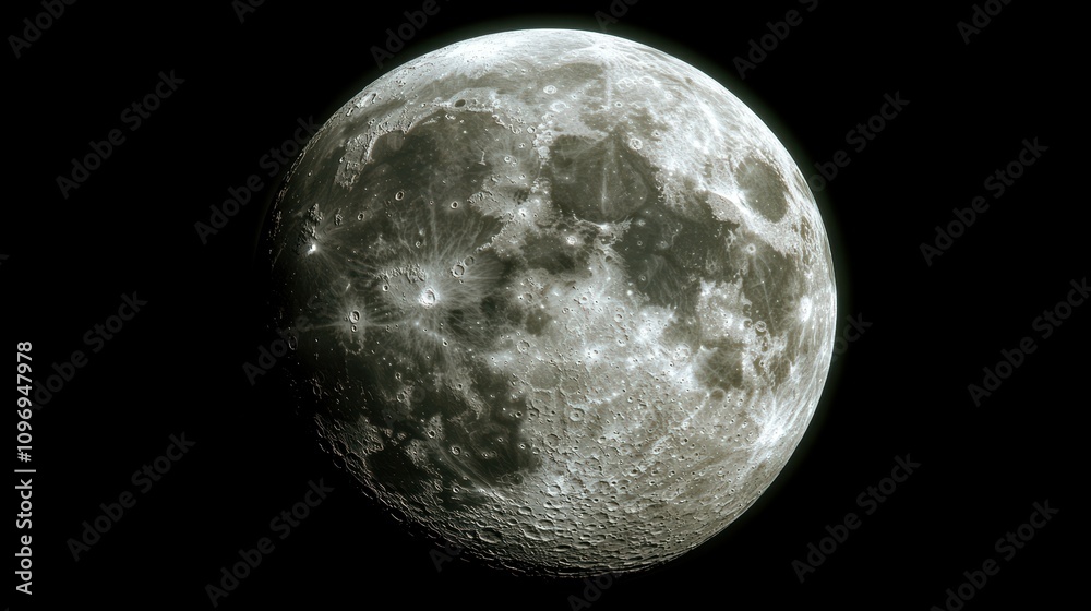 Obraz premium Detailed moon surface craters outer space astronomy night sky close-up science exploration
